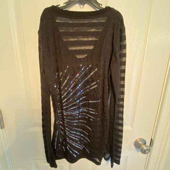 Rock & Roll Cowgirl brand Womens Panhandle Slim Sequin Semi Sheer Concert Tee M - Picture 6 of 7